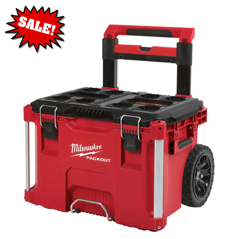 SALE Milwaukee PACKOUT 22 Rolling Tool Box - 48-22-8426 (Black/Red)-0