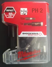 Milwaukee Shockwave Набор бит для шуруповерта PH2x25мм (15 шт.) + битодержатель