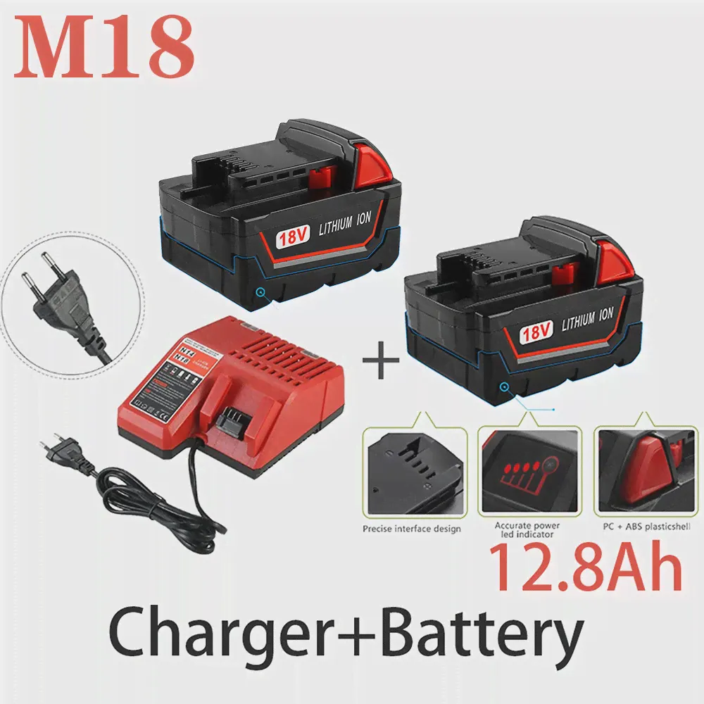 Оригинальный 18V 12800 mAh Сменный Литий-ионный Аккумулятор 12.8Ah для Milwaukee Xc M18 M18B Аккумуляторные Инструменты + Зарядное устройство-0